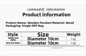 Detailed size chart and specifications for wooden forest gnome Christmas tree ornaments