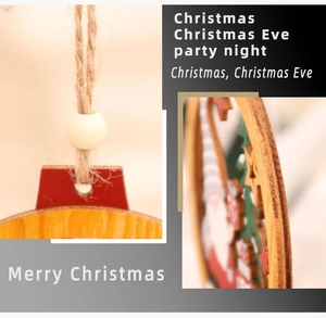 Close-up of wooden Christmas gnome ornament with natural jute rope and wooden bead detail