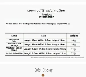 Size chart showing dimensions for wooden Christmas gnomes and gift box DIY ornaments
