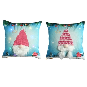 Luminous Christmas Gnome pillow covers with 3D plush beard and integrated LED lights