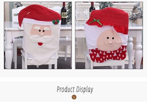 Close-up of Santa and Snowman chair back covers in a festive dining room setting