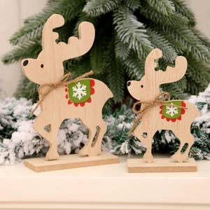 Set decorazioni natalizie renne in legno fai-da-te con motivi a sella festivi
