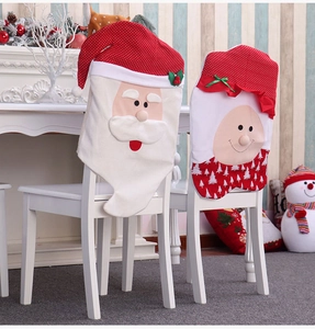 Detail of Christmas chair covers featuring Santa and Snowman with soft velvet fabric
