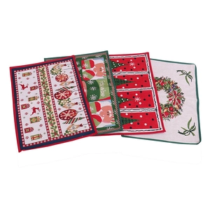 Lot de 4 sets de table de Noël avec motifs renne, Père Noël et sapin pour décoration