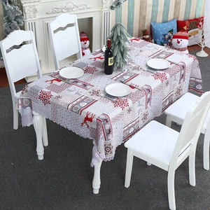 Christmas Rectangular Tablecloth Polyester Plaid Gnome Reindeer Printed Table Cover Holiday Home Party Dining Room Decor