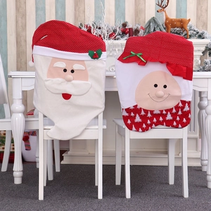 Christmas Santa Claus and elf velvet chair back covers for festive holiday home decoration