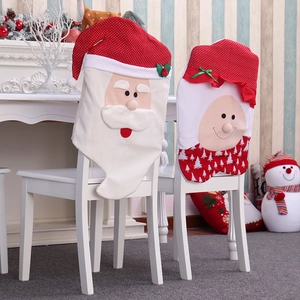 Christmas Santa Claus and Elf chair back covers for festive dining room home decoration