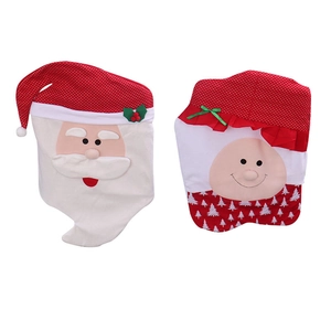 Christmas chair covers set with Santa Claus and Mrs. Claus design for festive dining decor