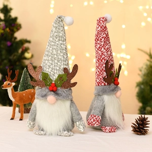 Christmas faceless gnomes with antlers and snowflake hats for holiday decor