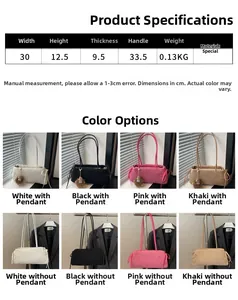 Tableau des tailles pour mini sac porté épaule en peluche avec mesures détaillées