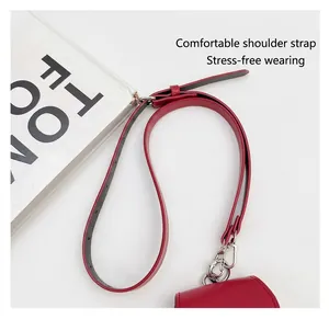 Adjustable red faux leather shoulder strap with silver metal lobster claw clip