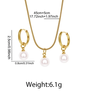 Spécifications du set collier perle et boucles d'oreilles avec dimensions exactes