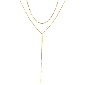 Minimalist double-layered gold Y-shape tassel necklace with oval sequin pendants