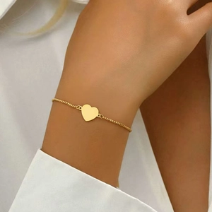Bracelet Pendentif Cœur Acier Inoxydable Fermoir Coulissant Réglable Chaîne De Boîte Bijoux De Mode Minimalistes Cadeau Femmes