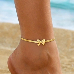 Butterfly Pendant Anklet Stainless Steel 18K Gold Plated Snake Bone Chain Adjustable Foot Jewelry For Women