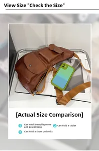 Detail view of the large capacity interior fitting a phone and daily essentials