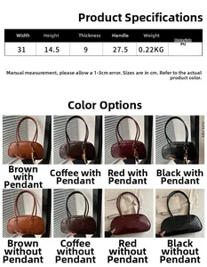 Detailed size specifications for the vintage PU leather shoulder bag with dimensions