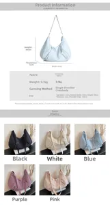 Detailed size chart for large capacity canvas tote bag showing dimensions and colors