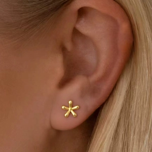 Stainless Steel Flower Stud Earrings Polished Minimalist Floral Ear Jewelry For Women Fashion Daily Wear
