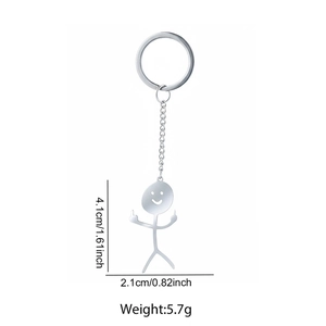 Funny middle finger stickman keychain made of silver stainless steel for keys