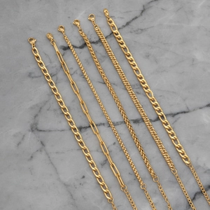 Golden stainless steel Cuban and paperclip chain bracelet set for men and women