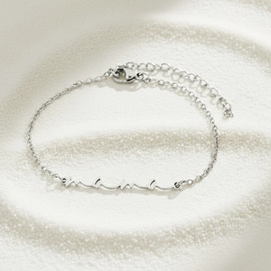 Bracelet pendentif mama en acier inoxydable argenté poli avec fermoir mousqueton réglable