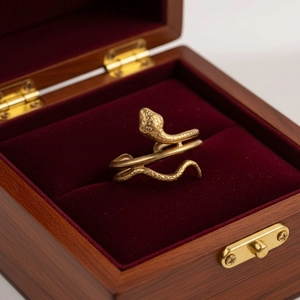 Bague serpent plaqué or 18K en acier inoxydable avec texture écaillée et design ouvert