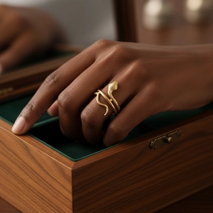Bague Ouverte Serpent Acier Inoxydable Plaqué Or 18K Punk Exagéré Réglable Bijoux De Doigt Animal Pour Femmes Hommes