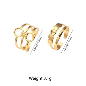 Detailed view of gold double-layer hollow rings with dimensions 1.8cm and 3.1g weight