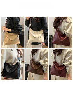 Collage of large retro lychee pattern leather tote bags in six different classic colors