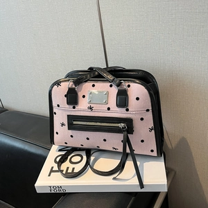 Sac à Épaule Femme Élégant à Pois Nœud Nylon Sac Fourre-tout Charme Ours en Peluche Grande Capacité Sac à Main Mode