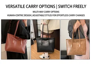 Detailed comparison of large vintage tote bags in brown, black and light tan leather
