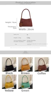 Spécifications détaillées de taille pour un sac hobo en daim avec pochette