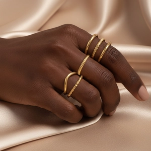 Stainless Steel Geometric Hollow Out Open Ring Set For Women Simple Adjustable Minimalist Finger Rings Jewelry Gift