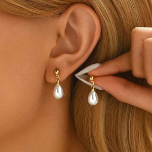 Boucles D'oreilles Künstliche Perle En Acier Inoxydable Avec Tige En Acier Inoxydable Rétro Français Élégant Minimaliste