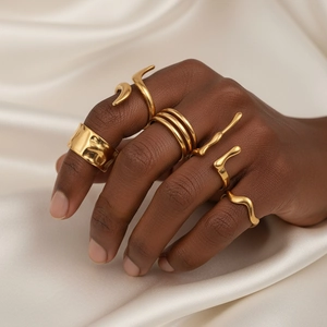 Set di Anelli Aperti Irregolari in Acciaio Inossidabile per Donna Design Geometrico Regolabile Gioielli Minimalisti Moderni