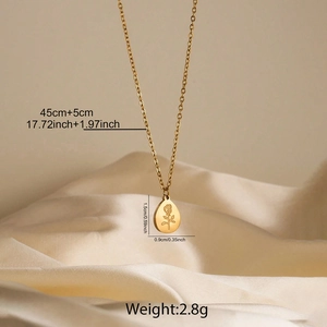Detailed size specifications for 18K gold-plated oval rose pendant necklace in high quality