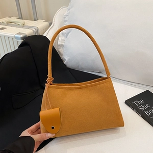 Minimalist Frosted PU Underarm Bag For Women Large Capacity Tote Shoulder Bag With Decorative Charm Fashion Handbag