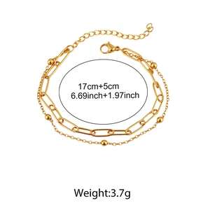 Détail du bracelet double couche plaqué or 18K avec dimensions et poids de 3,7g