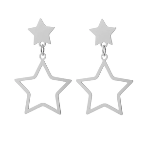 Minimalist stainless steel star earrings featuring a double pentagram drop design