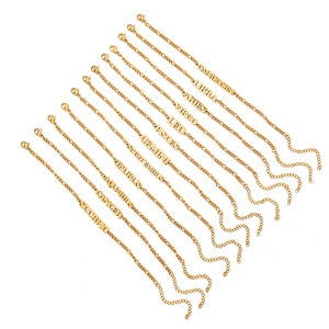 18K goudvergulde roestvrijstalen sterrenbeeld armbanden met Figaro-ketting en karabijnsluiting
