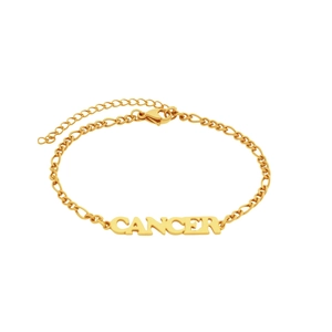 Detail van 18K vergulde Kreeft sterrenbeeld armband met Figaro ketting en karabijnhaak