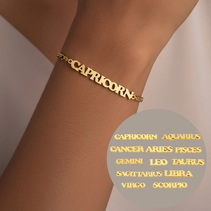 18K Verguld Roestvrij Staal Dierenriem Letter Armband Voor Vrouwen Figaro Ketting Sterrenbeeld Gepersonaliseerde Sieraden Verjaardagscadeau