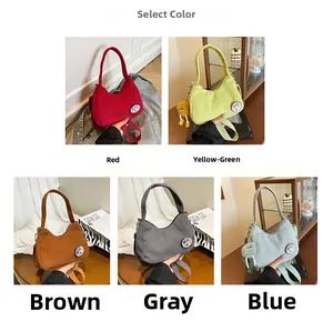 Detailed close-up showing five color options of this corduroy shoulder bag for women