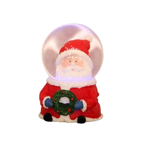 Boule de cristal Père Noël lumineuse avec socle festif en résine pour table