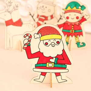 Christmas DIY wooden ornaments set including Santa, snowman and reindeer figures