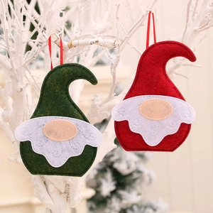 Pendentifs gnomes de Noël nordiques avec chapeaux en feutre rouge et vert et barbes blanches