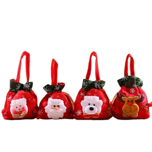 3D Christmas gift bags set with Santa, Snowman, Deer, and Bear figures for holiday decor