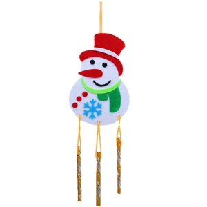 Handmade DIY Christmas snowman wind chime decoration with felt fabric and metal tubes
