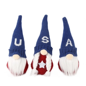 USA Independence Day Gnome Ornaments Patriotic Red White Blue Knitted Faceless Doll With USA Letters Star For 4th Of July Party Home Decoration